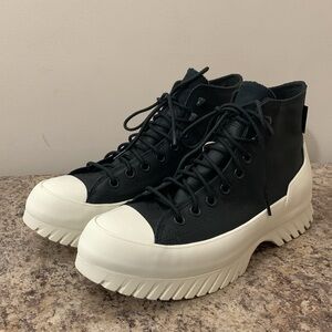 Converse Black Leather High-Top Combat Boots